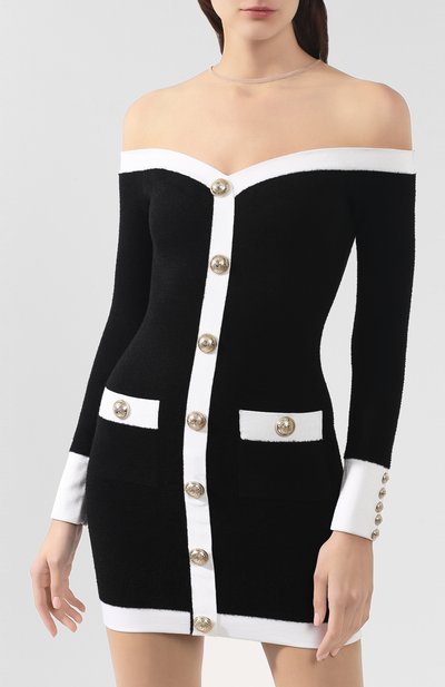 Платье BALMAIN черно-белого цвета по цене 238500 руб., арт. SF16741/K439, фото 3 Платье BALMAIN, арт. SF16741/K439, фото 3