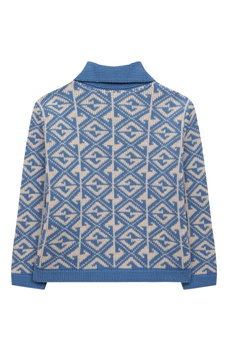 Детский кардиган из хлопка и шерсти GUCCI голубого цвета, арт. 671172/XKB6G | Фото 2 (Материал внешний: Шерсть, Хлопок; Рукава: Длинные; Мальчики Кросс-КТ: Кардиган-одежда; Региональные ограничения белый список (Axapta Mercury): RU, Не проставлено; Нос: Не проставлено; Ростовка одежда: 12 мес | 80 см, 18 мес | 86 см, 24 мес | 92 см)