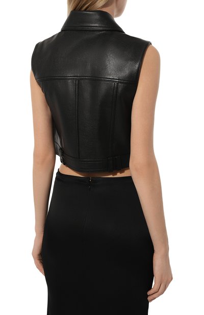 Кожаный жилет BALMAIN черного цвета по цене 250500 руб., арт. AF1SA200LC01, фото 4 Кожаный жилет BALMAIN, арт. AF1SA200LC01, фото 4