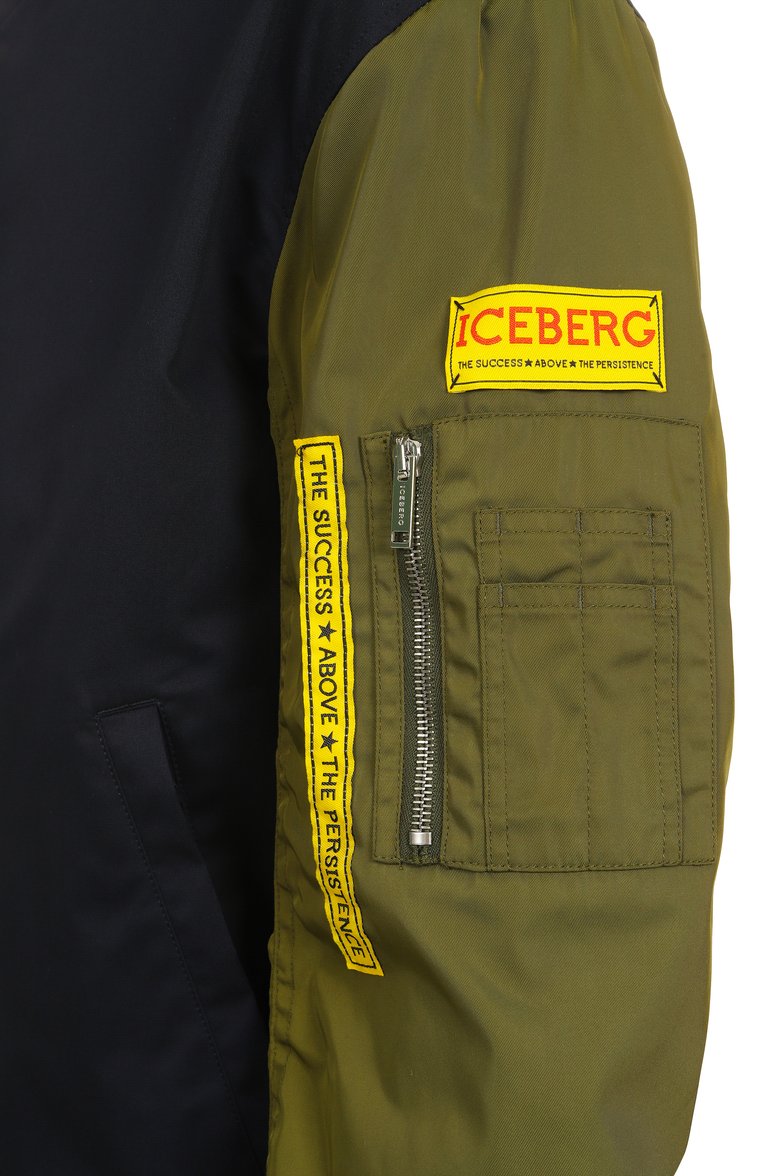 Мужской бомбер ICEBERG разноцветного цвета, арт. 0111/0311 | Фото 6 (Рукава: Длинные; Материал внешний: Хлопок, Синтетический материал; Длина (верхняя одежда): Короткие; Принт: Без принта; Кросс-КТ: бомбер, Легкие; Стили: Кэжуэл; Автоматизация состава: Проставлено; Автоматизация ТО: Проставлено; Детали: Декор)