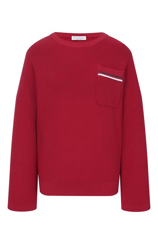 Хлопковый свитер Brunello Cucinelli M19253200 Красный M19253200
