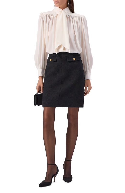 Шелковая блузка Chloé CH25WHT75005 Кремовый  CH25WHT75005 Фото 2