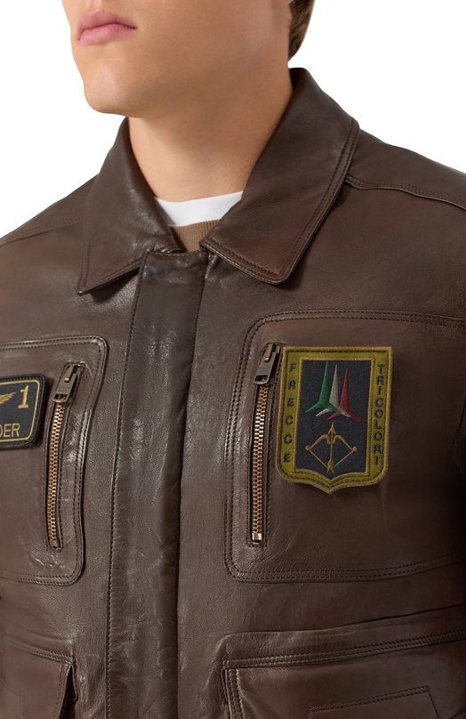 Кожаный бомбер Aeronautica Militare PN0846U100839 Коричневый  PN0846U100839 Фото 5