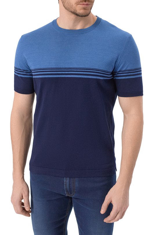 Джемпер из хлопка и шелка Corneliani 25M526-2525158 Синий  25M526-2525158 Фото 3