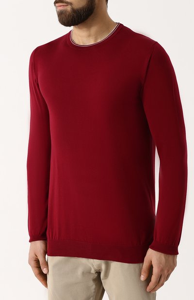 Хлопковый однотонный джемпер KITON, арт. UK31E18K246001, фото 3