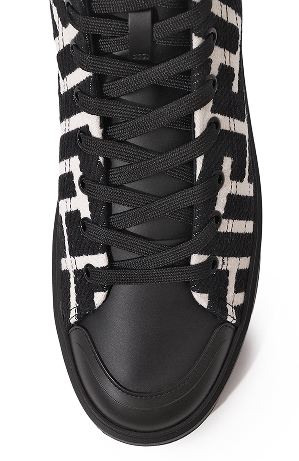 Текстильные кеды b-court BALMAIN черно-белого цвета по цене 59950 руб., арт. XM0VG290TJXH, фото 6 Текстильные кеды b-court BALMAIN, арт. XM0VG290TJXH, фото 6