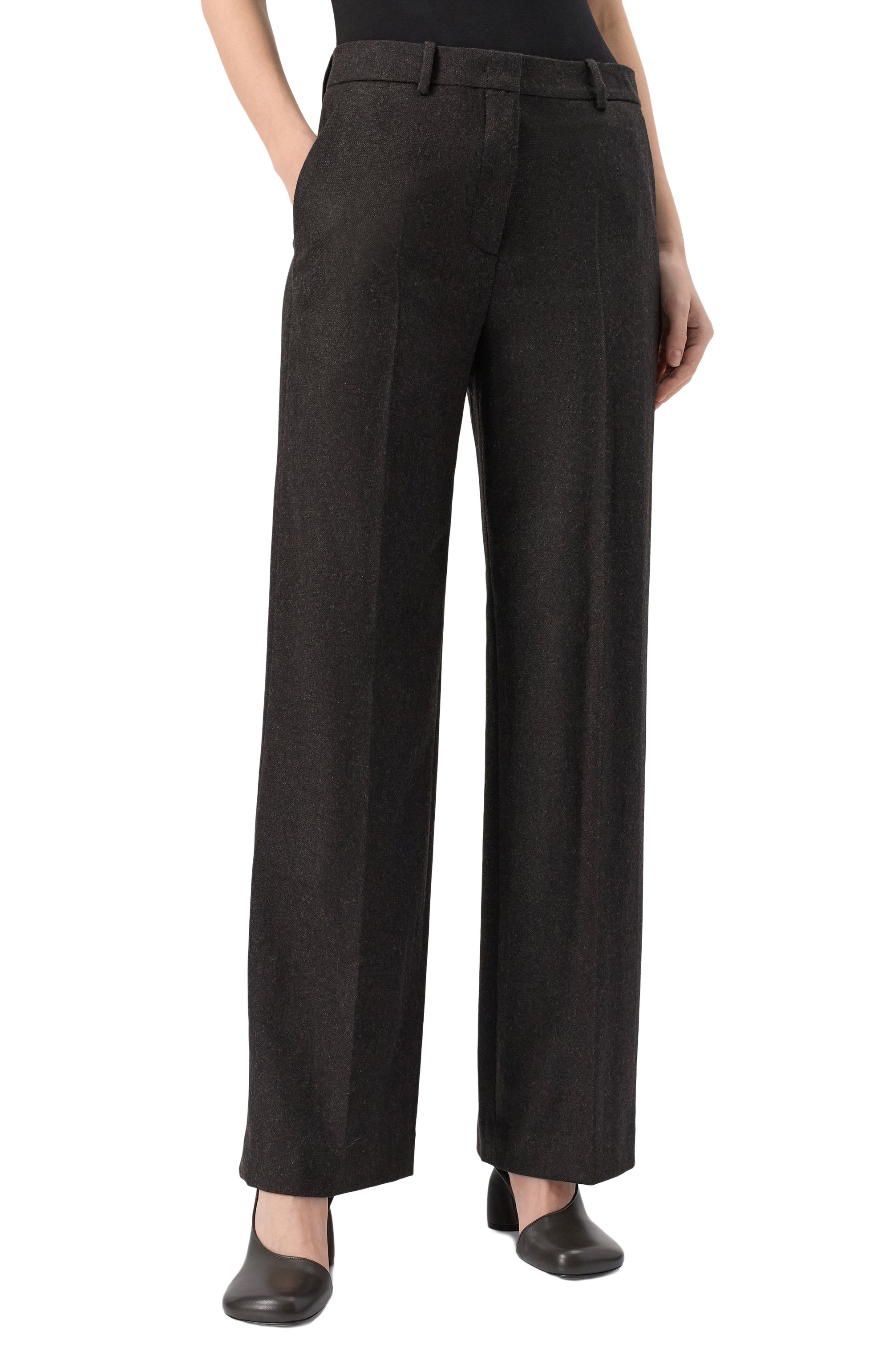 Брюки из шерсти и кашемира JUUN.J темно-коричневого цвета по цене 57950 руб., арт. JW4921W53, фото 3 Брюки из шерсти и кашемира JUUN.J, арт. JW4921W53, фото 3