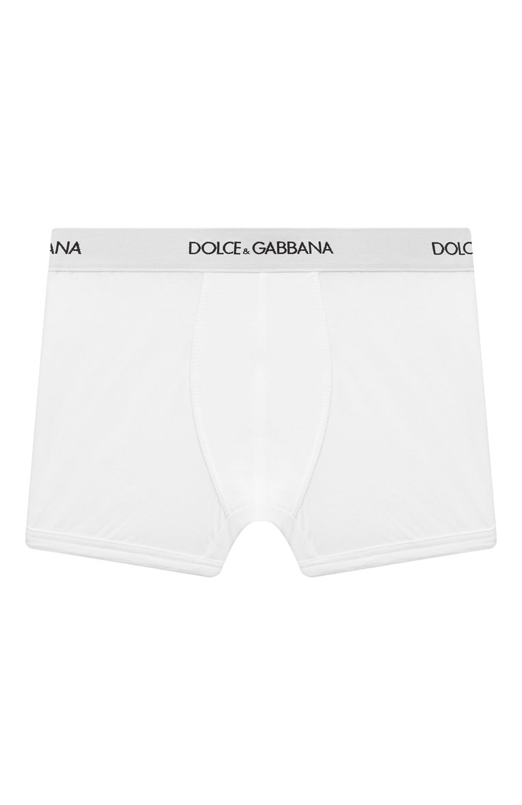 Детские комплект из двух боксеров DOLCE & GABBANA белого цвета, арт. L4J701/0N00G | Фото 2 (Материал внешний: Хлопок; Рукава: Короткие; Драгоценные камни: Проставлено; Материал сплава: Проставлено; Ростовка одежда: 4 года | 104 см, 12 лет | 152 см, 3 года | 98 см, 13 - 15 лет | 158 см, 6 лет | 116 см, 10 - 11 лет | 140 - 146см, 5 лет | 110 см, 2 года | 92 см, 8 лет | 128 см)