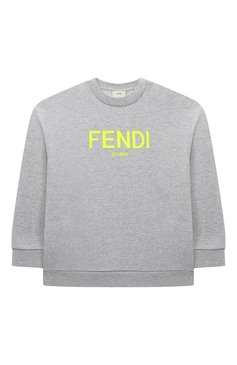 Детского хлопковый свитшот FENDI серого цвета, арт. JUH051/5V0/4-6 | Фото 1 (Материал сплава: Проставлено; Нос: Не проставлено; Материал внешний: Хлопок; Девочки Кросс-КТ: Свитшот-одежда)