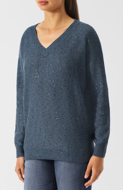 Пуловер из смеси кашемира и шелка с v-образным вырезом BRUNELLO CUCINELLI, арт. M73541012, фото 3