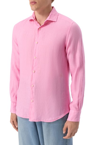 Льняная рубашка MC2 SAINT BARTH розового цвета по цене 19950 руб., арт. STBM PAMPL0NA/00328H, фото 3 Льняная рубашка MC2 SAINT BARTH, арт. STBM PAMPL0NA/00328H, фото 3