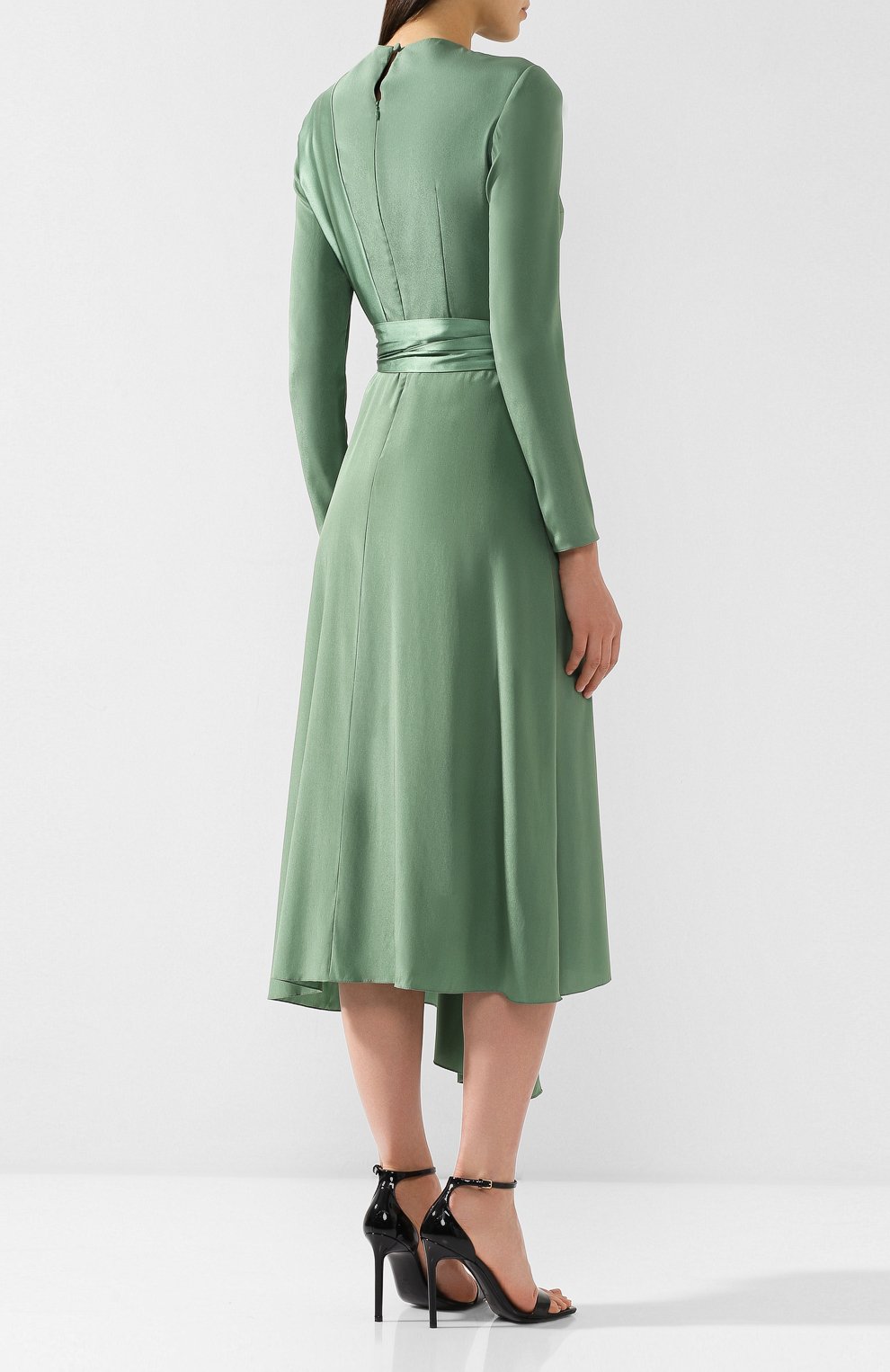 Шелковое платье JM STUDIO зеленого цвета по цене 45950 руб., арт. JMFW1819 10, фото 4 Шелковое платье JM STUDIO, арт. JMFW1819 10, фото 4