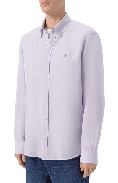 Льняная рубашка BOSS сиреневого цвета по цене 19950 руб., арт. 50556077, фото 3 Льняная рубашка BOSS, арт. 50556077, фото 3