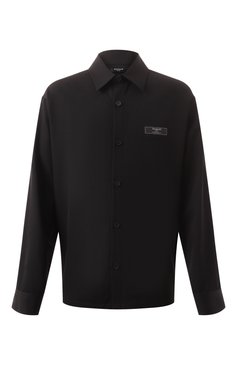 Мужская шерстяная куртка-рубашка BALMAIN черного цвета, арт. DH0HS391/WB01 | Фото 1 (Драгоценные камни: Проставлено; Материал сплава: Проставлено; Материал внешний: Шерсть; Рукава: Длинные; Манжеты: На пуговицах; Случай: Повседневный; Принт: Однотонные; Длина (для топов): Стандартные; Воротник: Кент; Стили: Минимализм, Кэжуэл)