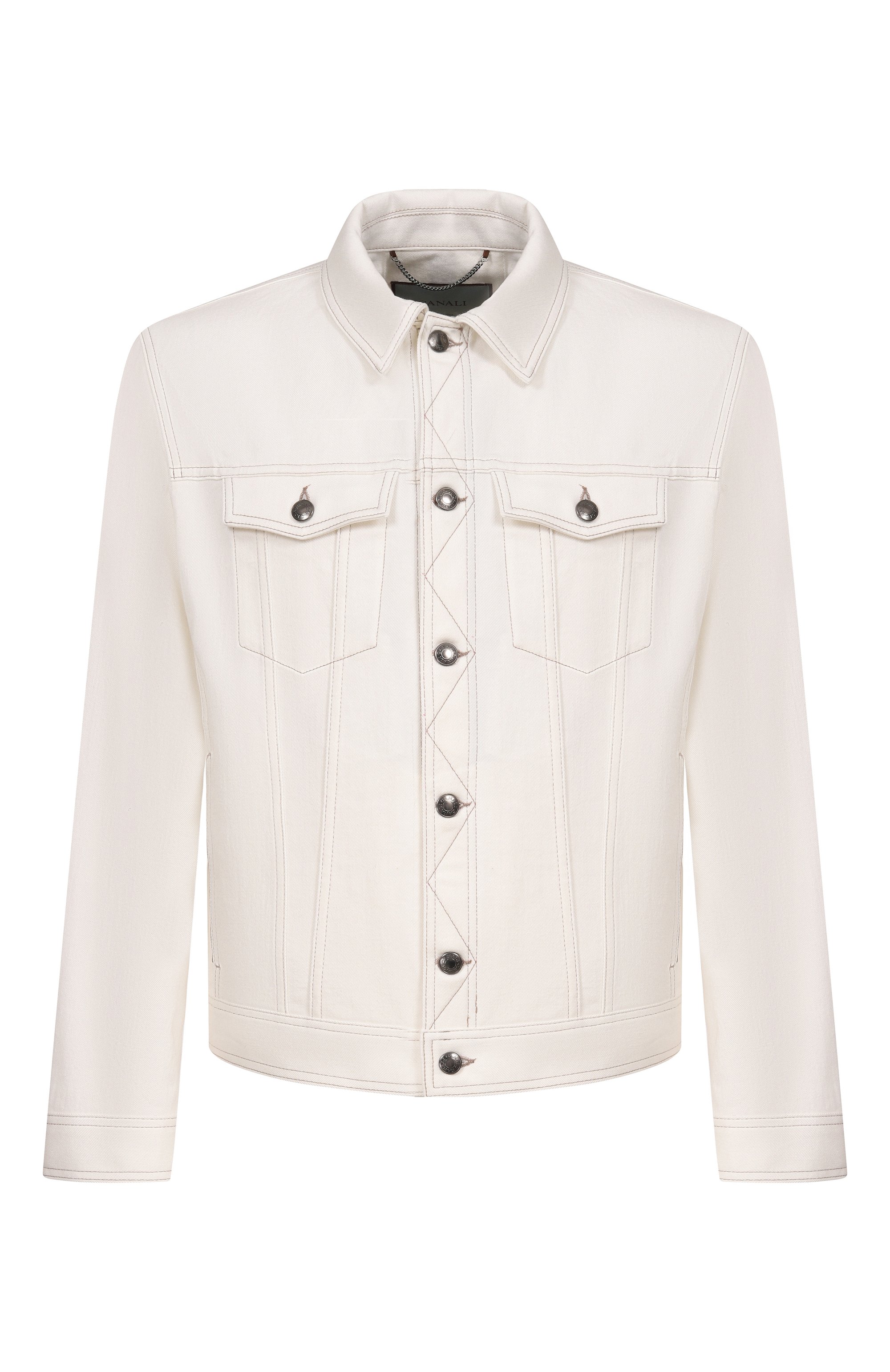 Джинсовая куртка CANALI белого цвета по цене 122500 руб., арт. 041083/PD01637, фото 1 Джинсовая куртка CANALI, арт. 041083/PD01637, фото 1