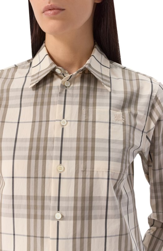 Хлопковая рубашка Burberry 8108663 Бежевый  8108663 Фото 5
