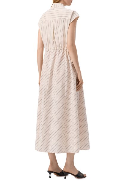 Хлопковое платье TWINSET кремового цвета по цене 33150 руб., арт. 251AP2486, фото 4 Хлопковое платье TWINSET, арт. 251AP2486, фото 4