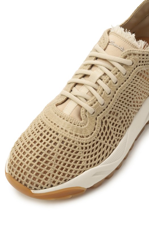 Текстильные кроссовки Santoni WBIG61335BRMTNSN Бежевый  WBIG61335BRMTNSN Фото 7
