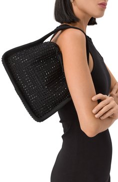 Женская сумка ryan ALEXANDER WANG черного цвета, арт. 20125R91T | Фото 2 (Материал сплава: Проставлено; Драгоценные камни: Проставлено; Материал: Текстиль; Размер: small; Женское Кросс-КТ: Вечерняя сумка)
