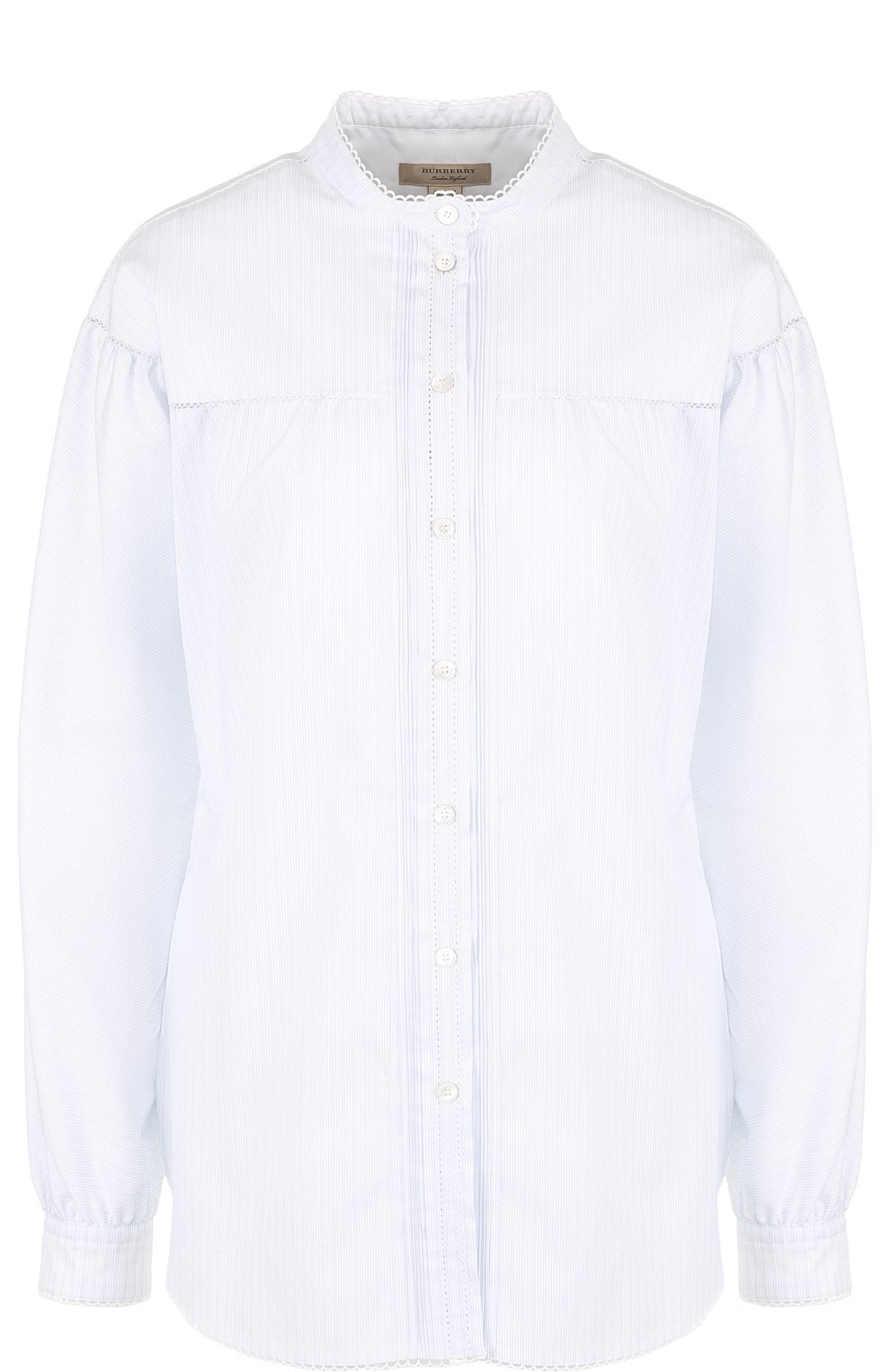Хлопковая блуза свободного кроя с воротником-стойкой BURBERRY, арт. 4065943, фото 1