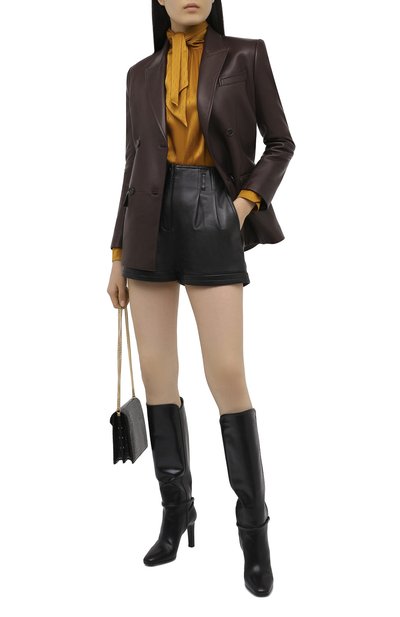 Кожаный жакет SAINT LAURENT коричневого цвета по цене 724500 руб., арт. 636464/YC2GA, фото 2 Кожаный жакет SAINT LAURENT, арт. 636464/YC2GA, фото 2