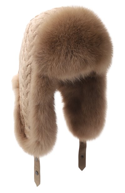 Женская комбинированная шапка-ушанка из соболя BLACK SABLE, арт. BS-FHK-DR