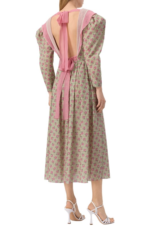 Хлопковое платье Ulyana Sergeenko ABM008SS24P1603Т24 Зелёный  ABM008SS24P1603Т24 Фото 4