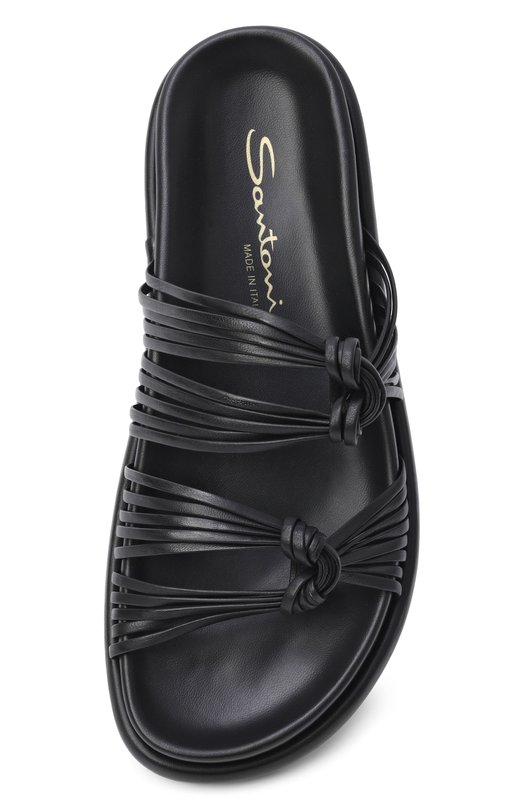 Кожаные шлепанцы Santoni WHXG72199G0MTMKN Чёрный  WHXG72199G0MTMKN Фото 6