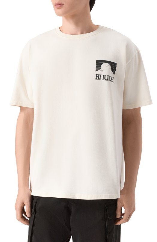 Хлопковая футболка Rhude RHPS26TT07012 Белый  RHPS26TT07012 Фото 3