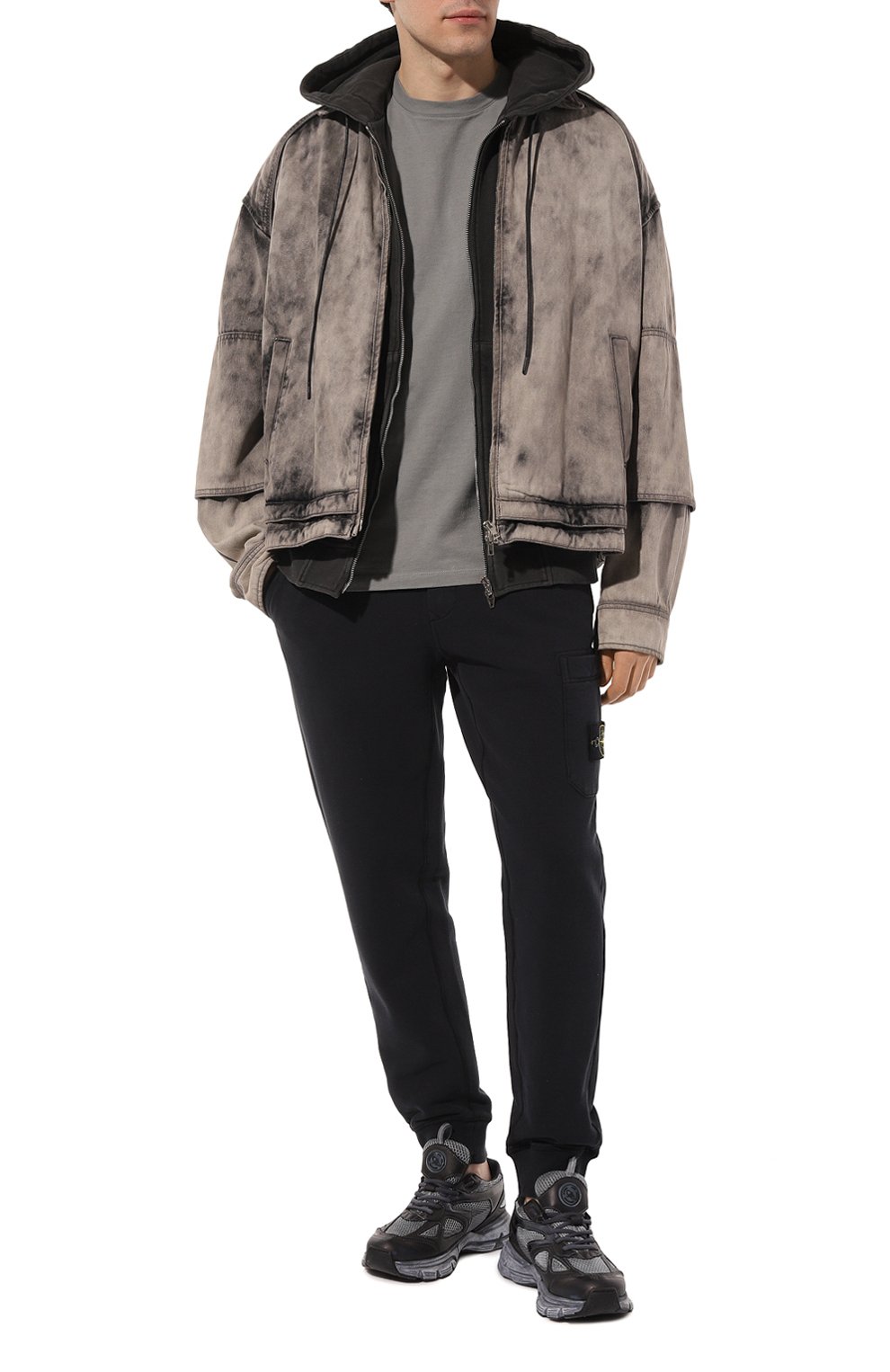 Хлопковые джоггеры STONE ISLAND темно-синего цвета по цене 39200 руб., арт. 751564520, фото 2 Хлопковые джоггеры STONE ISLAND, арт. 751564520, фото 2