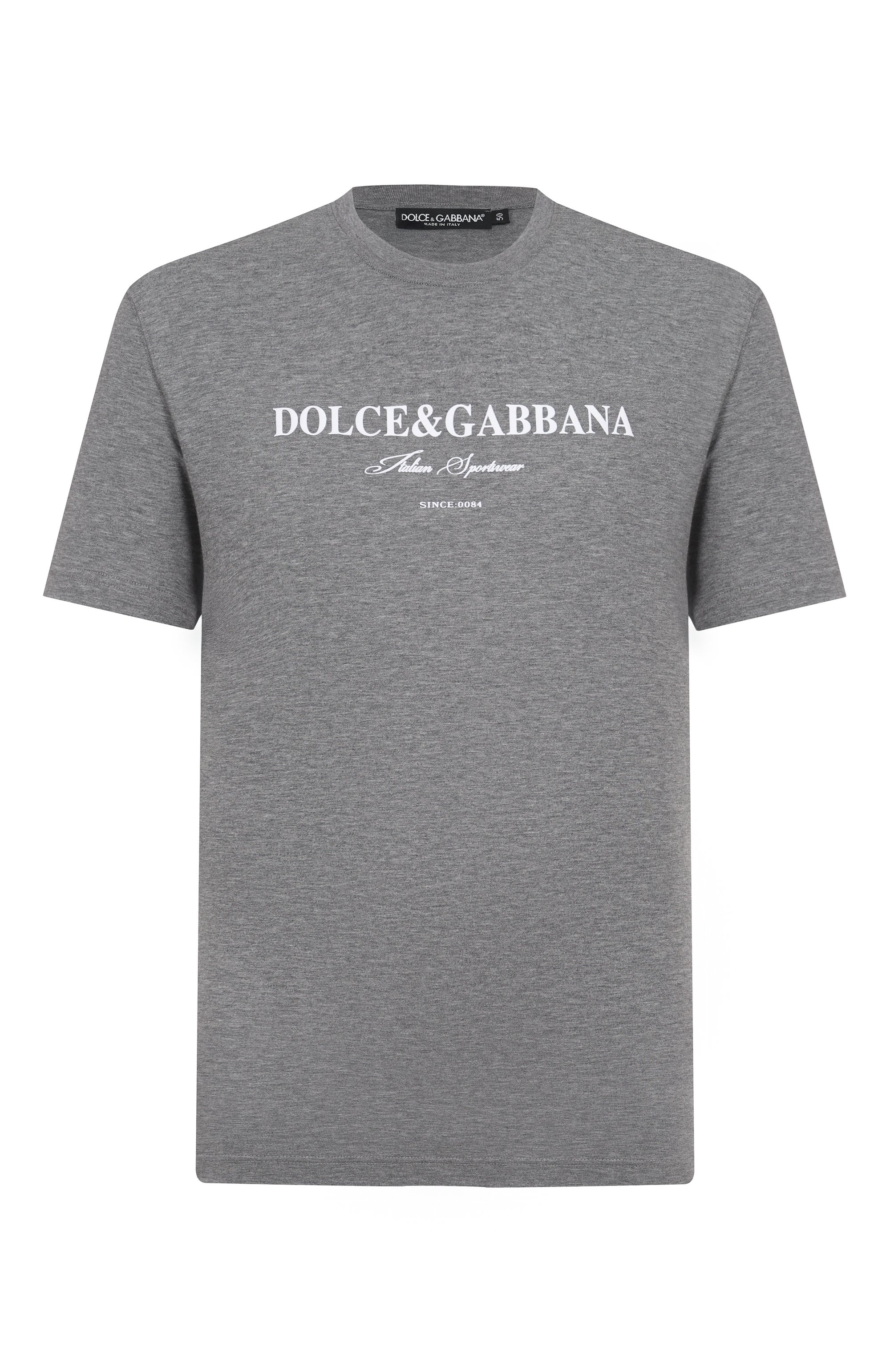 Хлопковая футболка DOLCE & GABBANA серого цвета по цене 59250 руб., арт. G8RN8T/G709Y, фото 1 Хлопковая футболка DOLCE & GABBANA, арт. G8RN8T/G709Y, фото 1