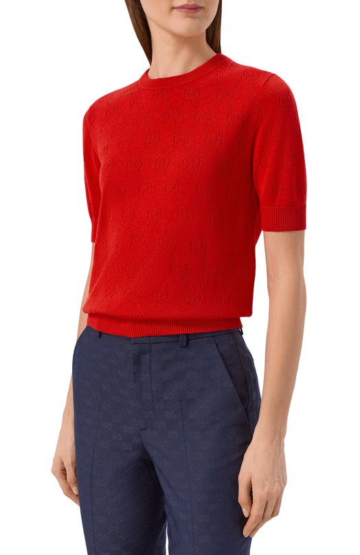 Пуловер из шелка и хлопка Gucci 856204/XKFC0 Красный  856204/XKFC0 Фото 3