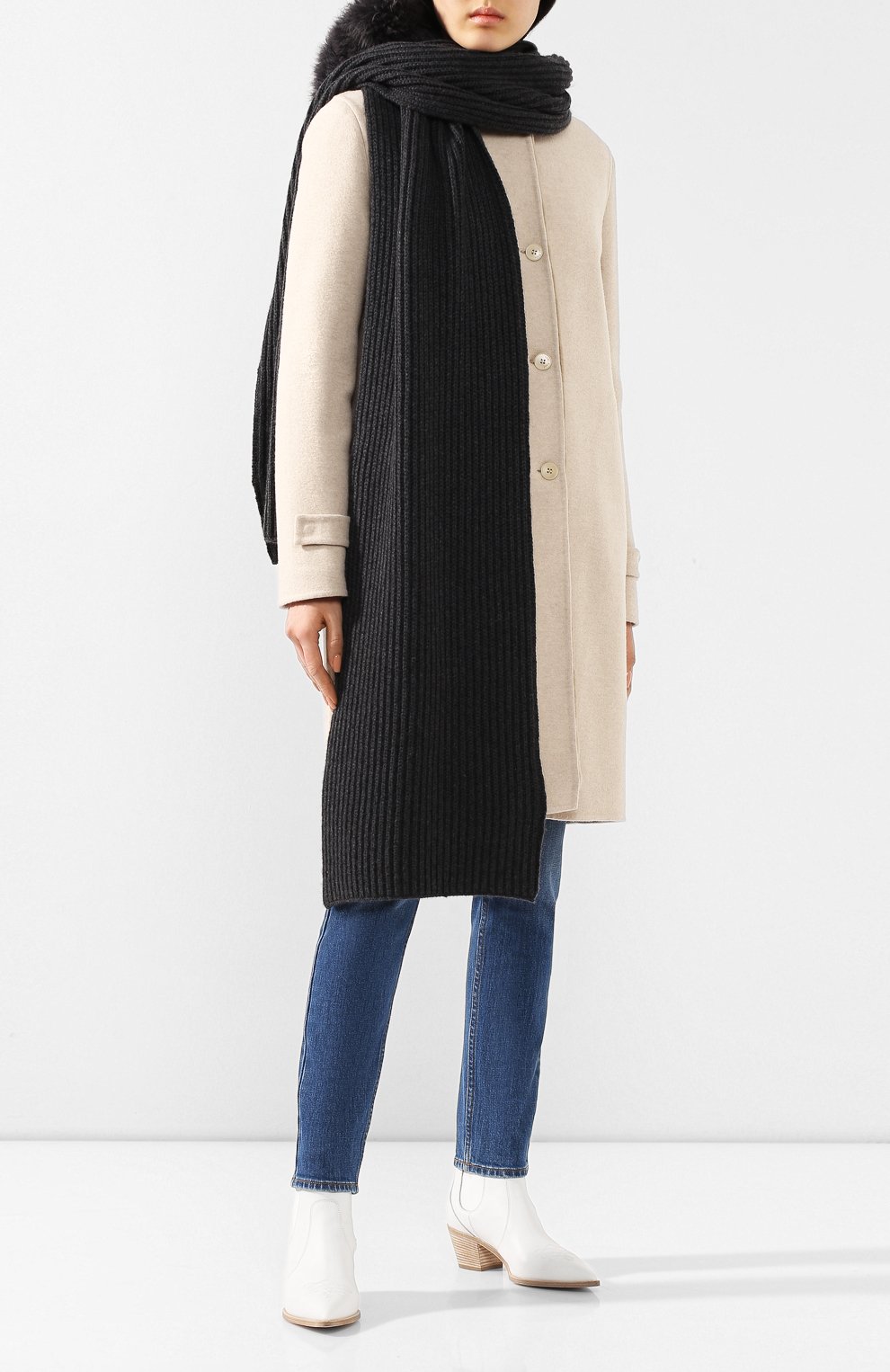 Кашемировый шарф с капюшоном BRUNELLO CUCINELLI темно-серого цвета по цене 187500 руб., арт. M52502899, фото 2 Кашемировый шарф с капюшоном BRUNELLO CUCINELLI, арт. M52502899, фото 2