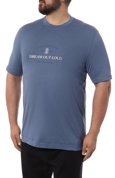 Хлопковая футболка BRUNELLO CUCINELLI синего цвета по цене 62550 руб., арт. M0T718431W, фото 3 Хлопковая футболка BRUNELLO CUCINELLI, арт. M0T718431W, фото 3