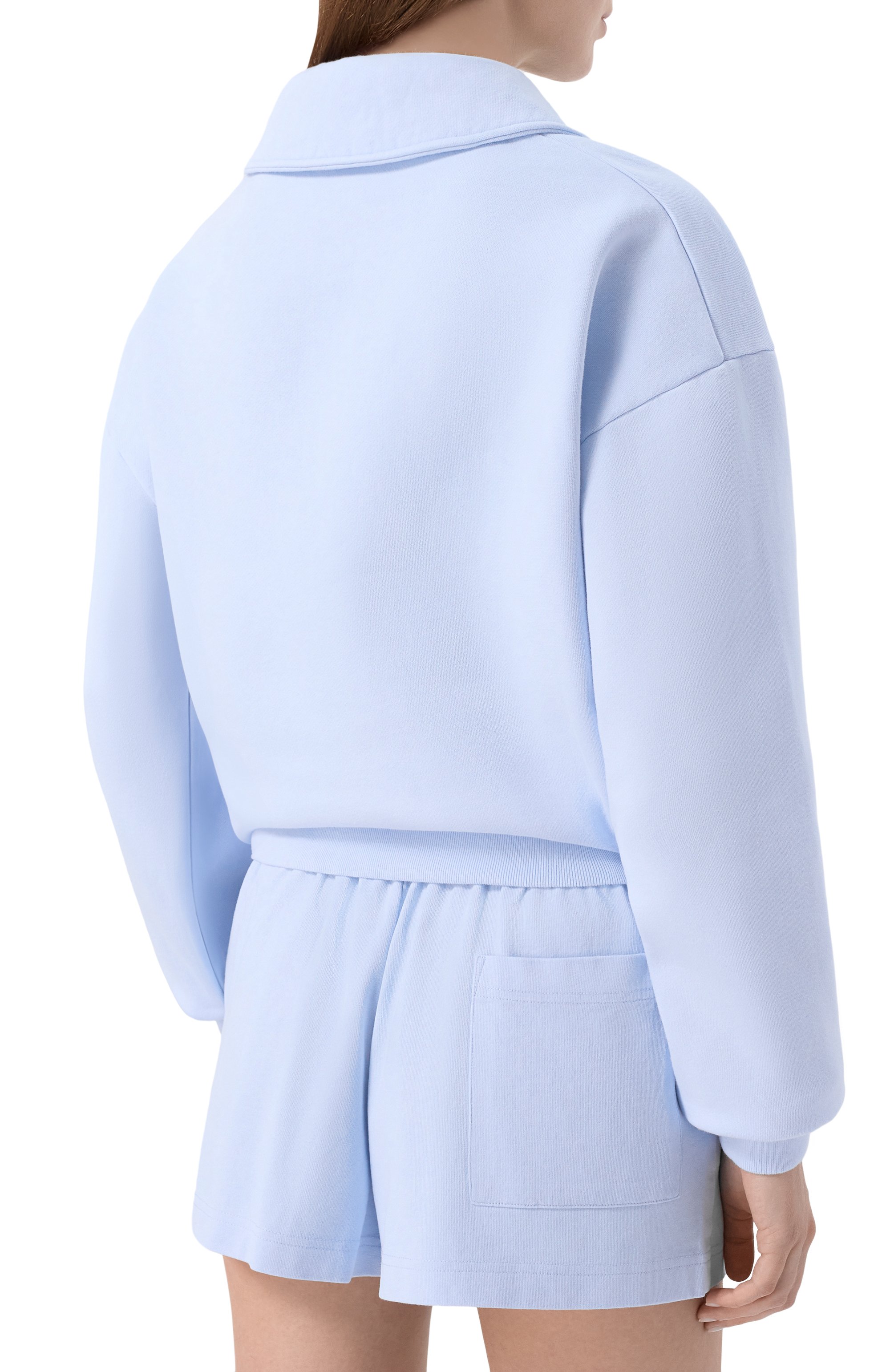 Хлопковое поло SPORTY AND RICH голубого цвета по цене 32900 руб., арт. ST09675300BL90, фото 4 Хлопковое поло SPORTY AND RICH, арт. ST09675300BL90, фото 4