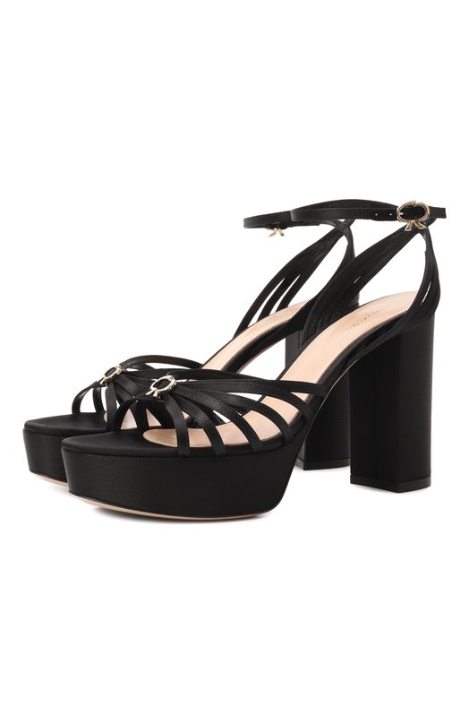 Текстильные босоножки Rita 105 Gianvito Rossi G32632.70RIC.CRENER0 Чёрный G32632.70RIC.CRENER0