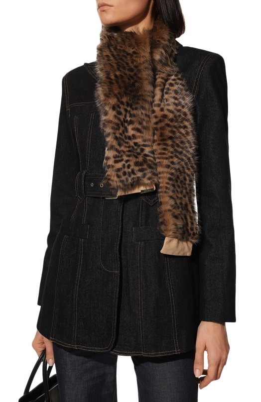 Меховой шарф из овчины DROMe Коричневый, фото 3