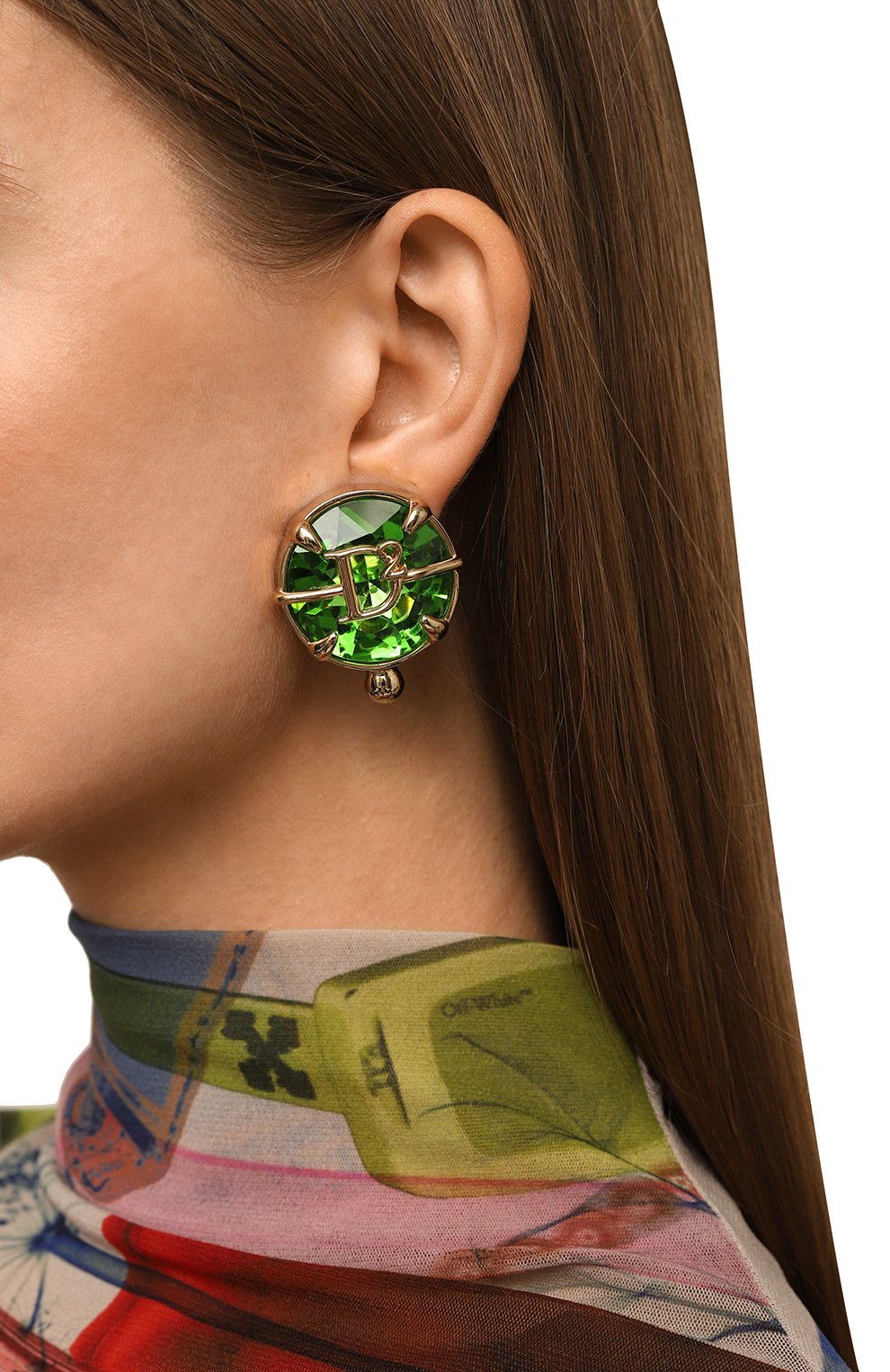 Клипсы DSQUARED2 зеленого цвета по цене 33050 руб., арт. ERW0204 59400001, фото 2 Клипсы DSQUARED2, арт. ERW0204 59400001, фото 2