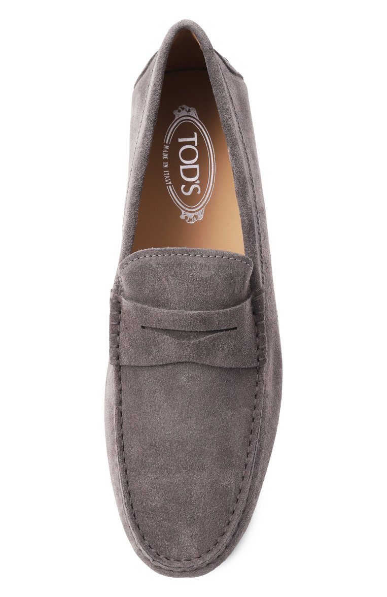 Мужские замшевые мокасины city gommino TOD’S темно-серого цвета, арт. XXM42C00640RE0 | Фото 6 (Материал внешний: Натуральная кожа, Замша; Материал внутренний: Натуральная кожа; Нос: Не проставлено; Материал сплава: Проставлено; Стили: Кэжуэл)