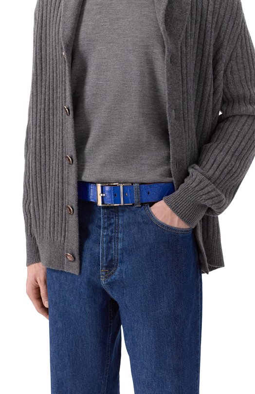 Двусторонний ремень из кожи аллигатора Zilli MJL-REVRE-01010/0071/AMIS Синий  MJL-REVRE-01010/0071/AMIS Фото 2