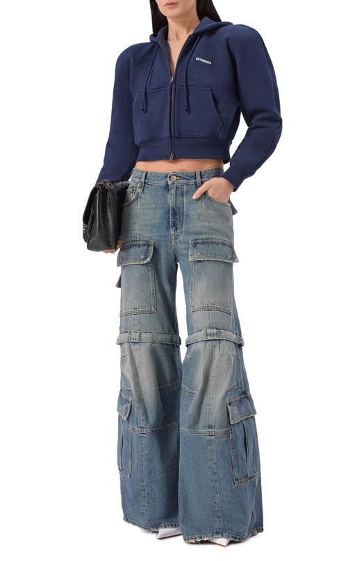 Хлопковая толстовка VETEMENTS WE76ZU497N/1302 M0LLET0N Синий  WE76ZU497N/1302 M0LLET0N Фото 2