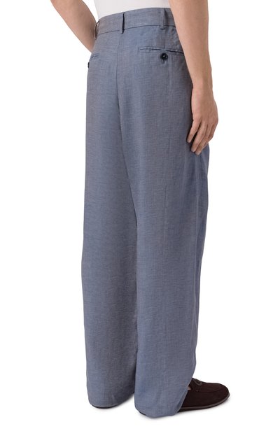 Льняные брюки GIORGIO ARMANI голубого цвета по цене 170500 руб., арт. GM004077/TE23125, фото 4 Льняные брюки GIORGIO ARMANI, арт. GM004077/TE23125, фото 4