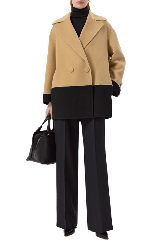 Шерстяное полупальто Max Mara Studio ALPACA Бежевый  ALPACA Фото 2