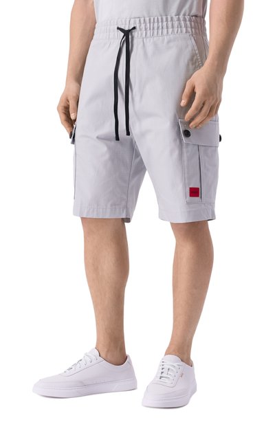 Хлопковые шорты HUGO светло-серого цвета по цене 14950 руб., арт. 50510594, фото 3 Хлопковые шорты HUGO, арт. 50510594, фото 3