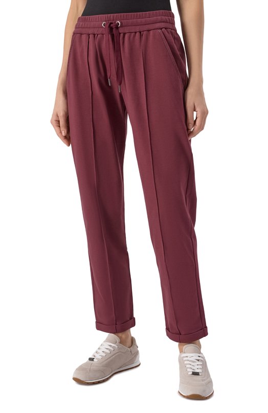 Хлопковые брюки Brunello Cucinelli MP827FB799 Бордовый  MP827FB799 Фото 3