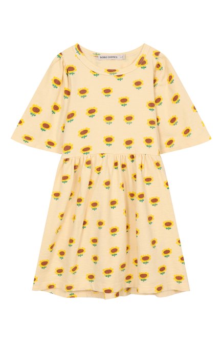 Детское хлопковое платье BOBO CHOSES  цвета, арт. B125AC090 | Фото 1 (Рукава: Короткие; Драгоценные камни: Проставлено; Материал сплава: Проставлено; Материал внешний: Хлопок)