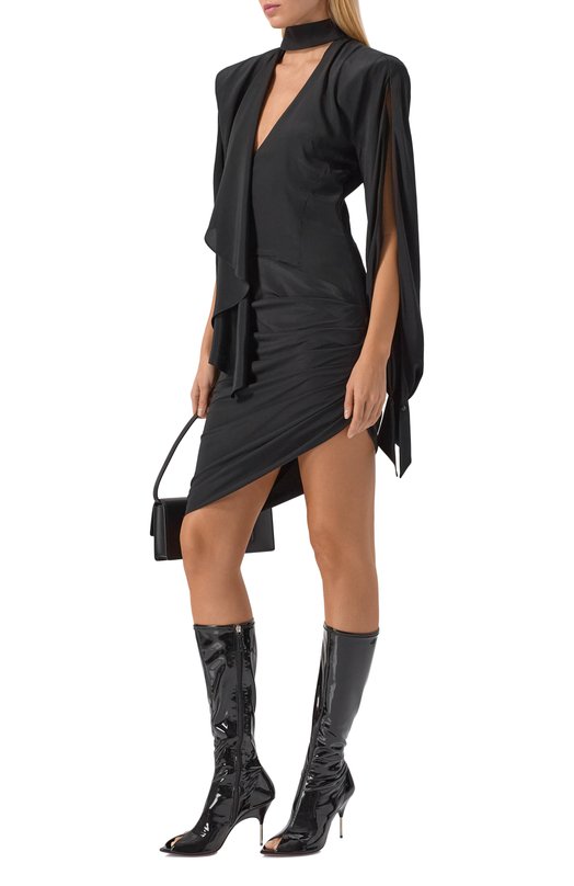 Сапоги Bruna Stretch 95 из латекса Amina Muaddi BRUNA STRETCH B00T/LATEX Чёрный  BRUNA STRETCH B00T/LATEX Фото 3