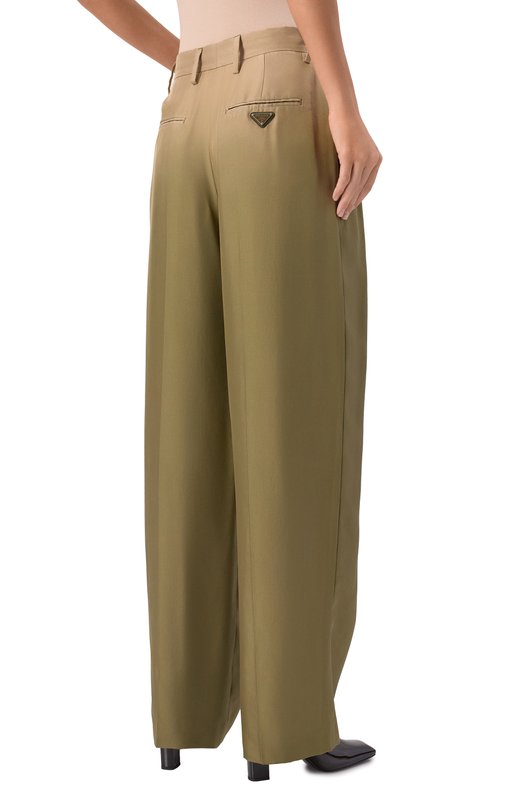 Шелковые брюки Prada P201I/14TF Хаки  P201I/14TF Фото 4