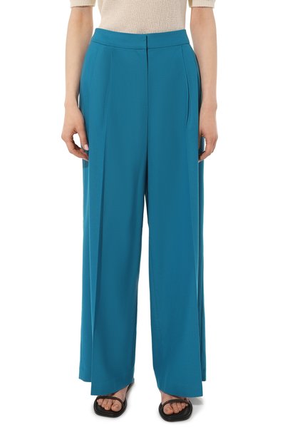 Шерстяные брюки AKHMADULLINA бирюзового цвета по цене 39900 руб., арт. 1123.3B012/W406, фото 3 Шерстяные брюки AKHMADULLINA, арт. 1123.3B012/W406, фото 3