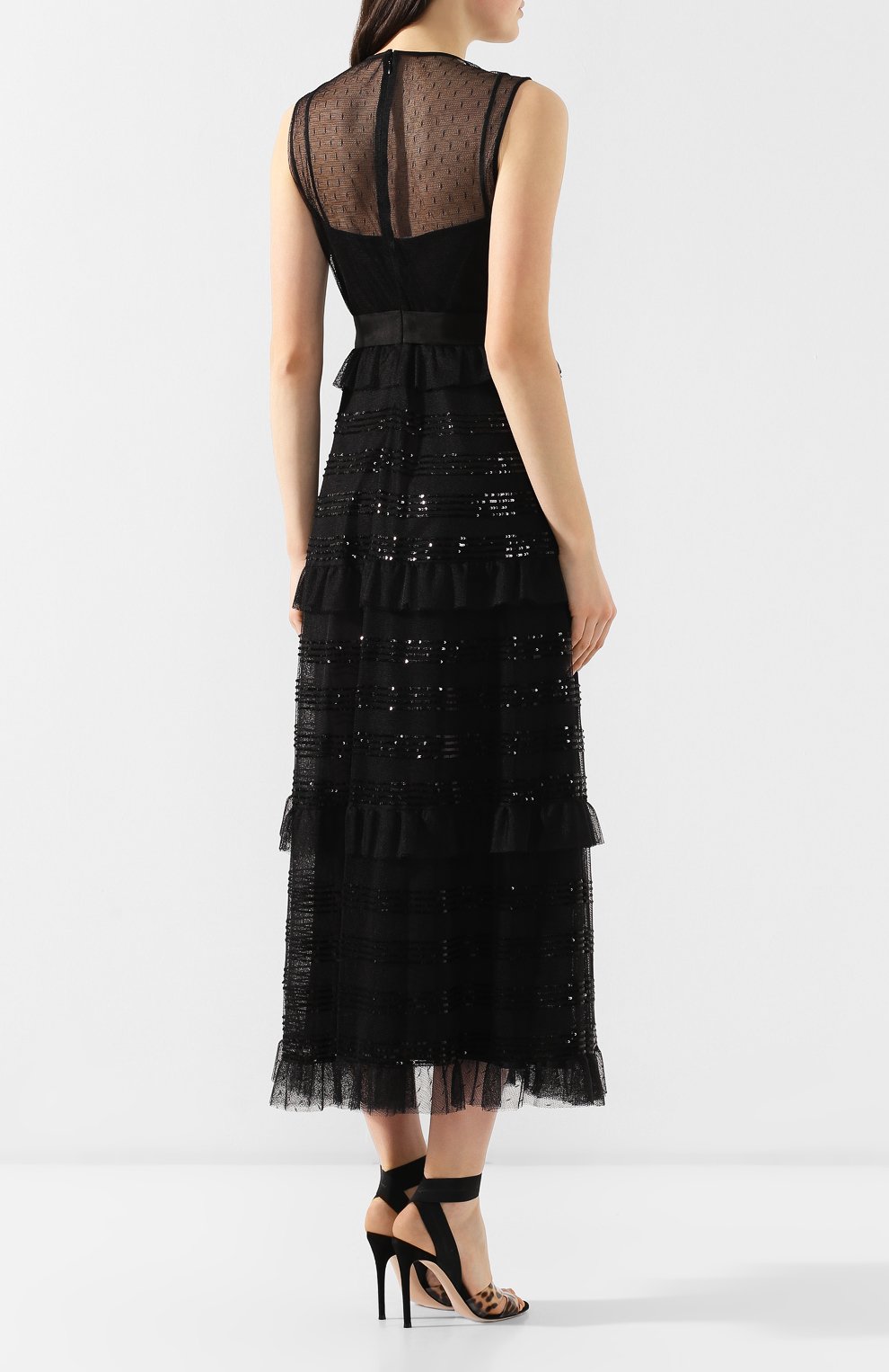 Платье с оборками REDVALENTINO черного цвета по цене 89400 руб., арт. RR3VA00H/CYB, фото 4 Платье с оборками REDVALENTINO, арт. RR3VA00H/CYB, фото 4